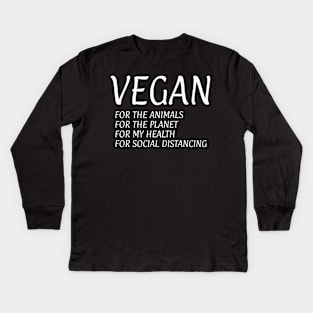 Funny Social Distancing Vegan Kids Long Sleeve T-Shirt